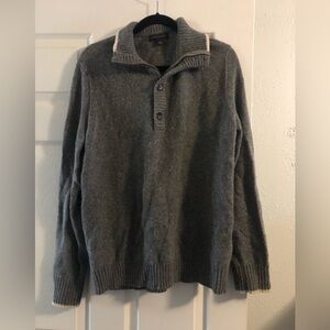 Banana Republic quarter zip & button detail wool angora cashmere grey donegal